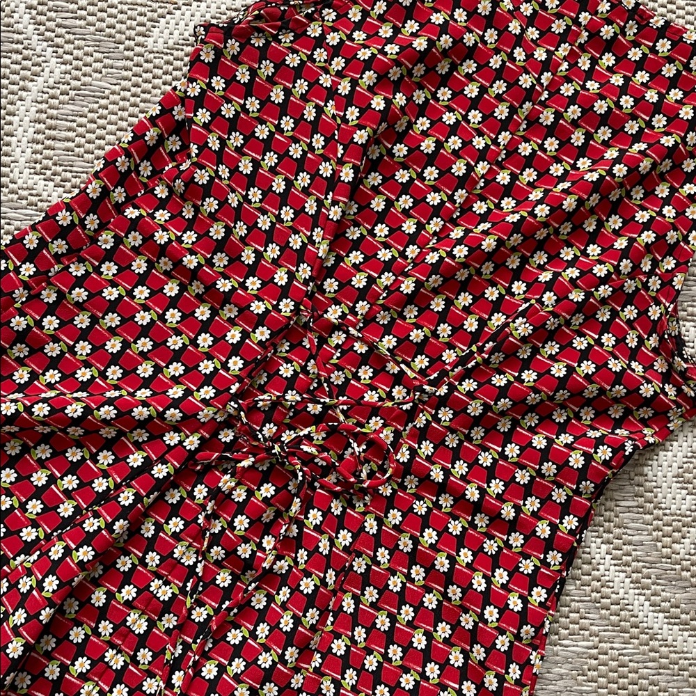Vintage Casual Corner Novelty Flower Pot Kitschy Print Corset Tie Dress🪴 - Picture 7 of 8